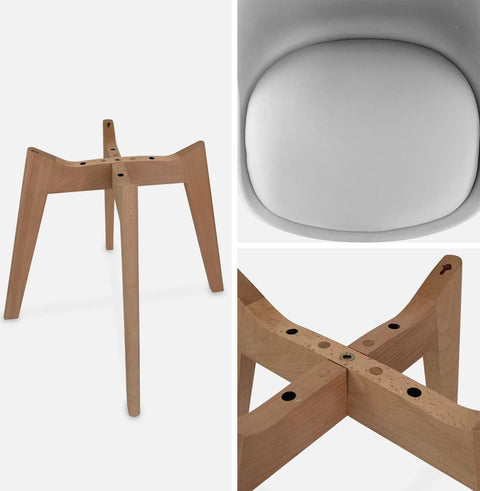 Set van 6 eetkamerstoelen, nils, 42x55x81cm Nordic mid-century eetkamerstoelen, PU gewatteerde zitting