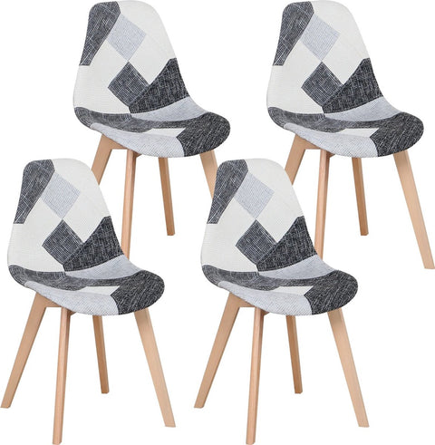 Eetkamerstoelen - Design Stoelen – Gestoffeerd - Kuipstoel - Stoel – Stoelen - Eetkamerstoelen Set van 4 - Wit | Grijs | Zwart