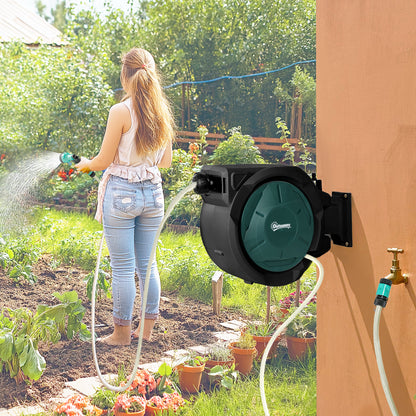 Tuinslanghaspel – Slanghaspel Muurbeugel – Tuinslangoproller – Waterslanghouder – Slangoproller – 30+2 Meter – 7 Waterstraalopties Met 180° Draaiïng