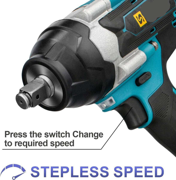 Slagmoersleutel - Elektrische Slagmoersleutel - Slagsleutel - 7200Tpm - 2x Accu - LED - Met Koffer - Blauw