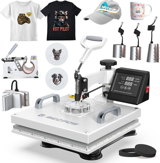 MP-3881 8-in-1 hittepersmachine, 30 oz grote capaciteit, verwarming met dubbele buis, nauwkeurige digitale bediening, 360 ° draaibaar