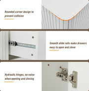 LED - Modern wit dressoir met LEDverlichting - 150x35x80 cm - 2 deuren, 3 lades en RGB-kleuren - Opbergkast voor woonkamer, eetkamer of hal - Wit