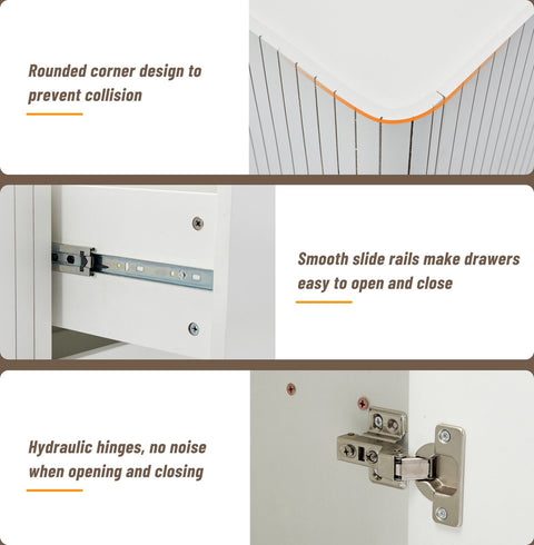 LED - Modern wit dressoir met LEDverlichting - 150x35x80 cm - 2 deuren, 3 lades en RGB-kleuren - Opbergkast voor woonkamer, eetkamer of hal - Wit