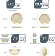 Luxe Serviesset – 32 Delig – 8 Persoons – Keramiek - Bordenset – Dinnerplaten – Dessertborden - Kommen - Mokken - Schaaltjes - Beige