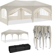 Partytent 3x6 m - Partytenten - Paviljoen - Waterbestendig - Easy-Up - Tent Afneembare Wanden - Beige