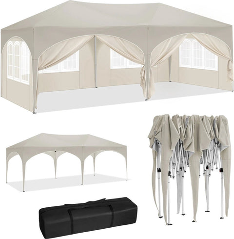 Partytent 3x6 m - Partytenten - Paviljoen - Waterbestendig - Easy-Up - Tent Afneembare Wanden - Beige
