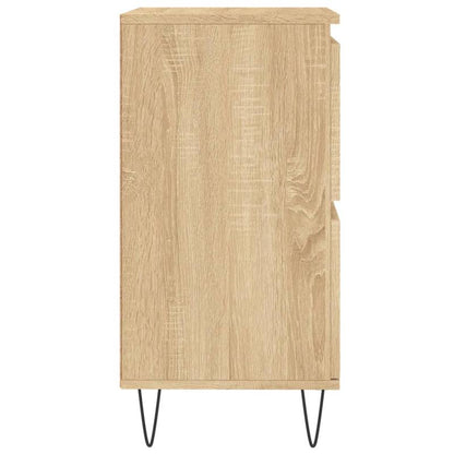 2pcs Modern Sonoma Oak Wood Sideboards - Freestanding Floor Storage Cabinets with 4 Doors & Spacious Top, Minimalist Design, Natural Wood Grain Finish, 68.58cm+ Height, 3.2 Cu Ft Capacity, Easy Assembly for Living Room, Entry