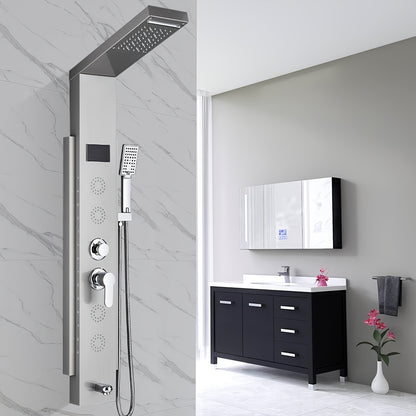 Douchekolom Roestvrij Staal – Douchepaneel – Douchetoren – Douchekraan – Douche Set – Brushed Nickel – 7 Douchestanden – 125 cm Hoog