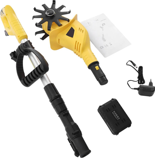 Krachtige Cultivator - Elektrische tuinfrees - Dubbelzijdige werking - Verticuteermachines - 17cm diep - Draadloos - Lichtgewicht - Accu - Verstelbare steel