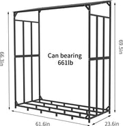 Haardhoutrek - Haardhout rek - Brandhout rek - Openhaard Hout - Houtopslag - Extra groot rek met dak - 156.5 x 60 x 176.5 cm