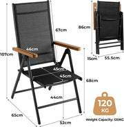 Tuinset - Balkonset - Kleine tuinset - 2 personen - Tafel en 2 stoelen - Verstelbare tuinstoelen - Hout met metaal
