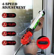 Kitspuit - Kitpistool - Elektrische Kitpistool - Inclusief: 2 Accu's & Oplader - Met LED Licht - Anti Lek - 4 Versnellingen - Rood