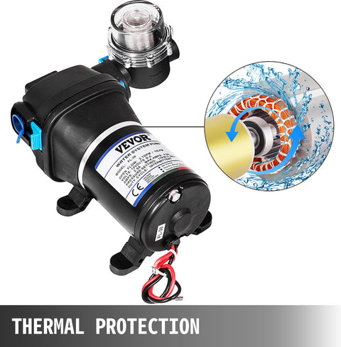 Vernevelende Membraanwaterpomp - Lokale Sproeier - 12V - Maximaal Debiet 17 L/Min - voor Het Vullen Van Voedsel En Dranken En Het Overbrengen Van Vloeistoffen - Zwart