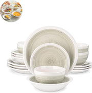 Luxe Serviesset – 16 Delig – 4 Persoons – Keramiek - Bordenset – Dinnerplaten – Dessertborden - Kommen - Pastakom - Beige