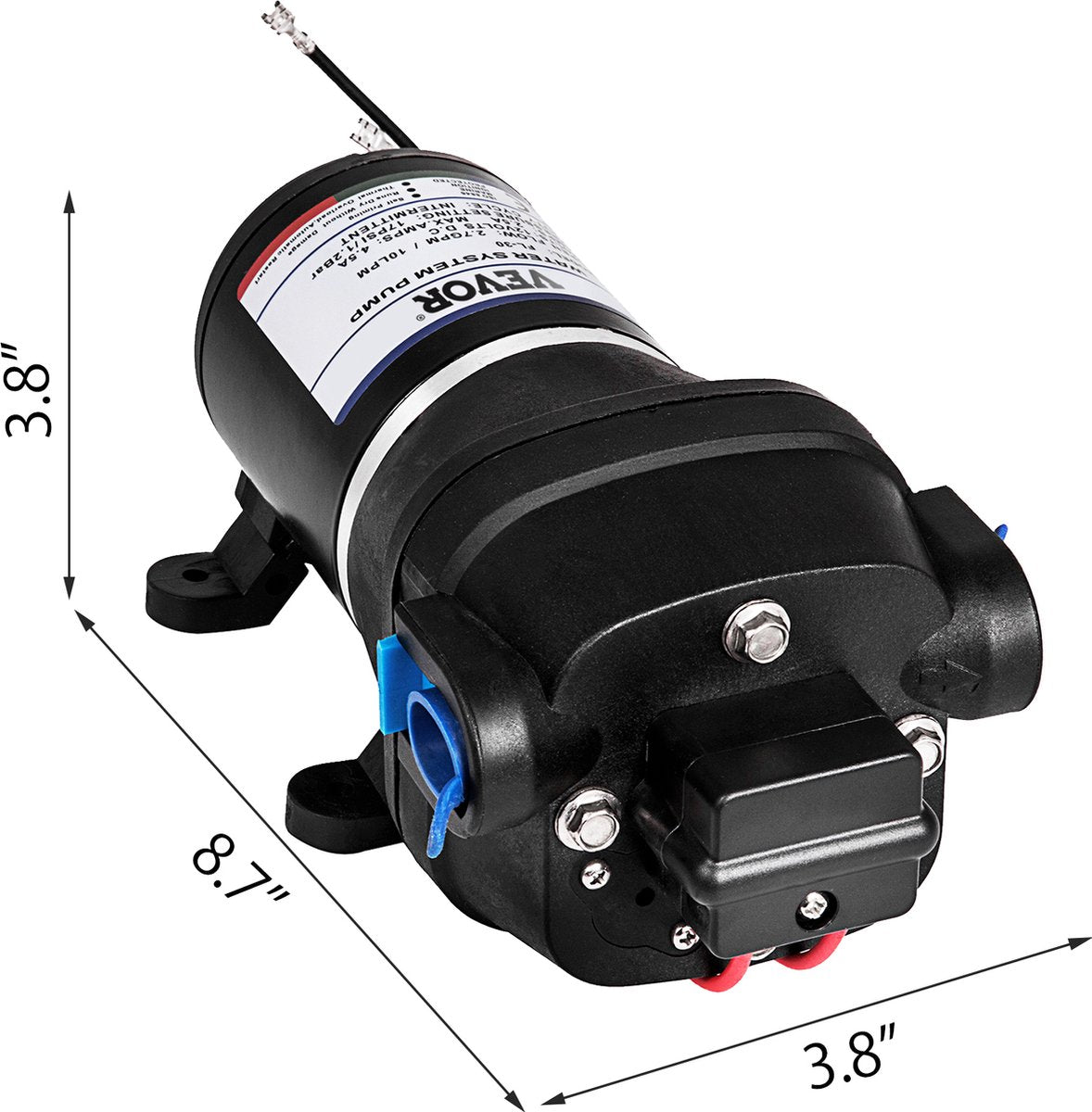 Water Pomp - Lokale Sproeier - Vernevelende Membraanwaterpomp - Maximaal Debiet 17 L/Min - voor Het Vullen Van Voedsel En Dranken En Het Overbrengen Van Vloeistoffen - Zwart - QUORE