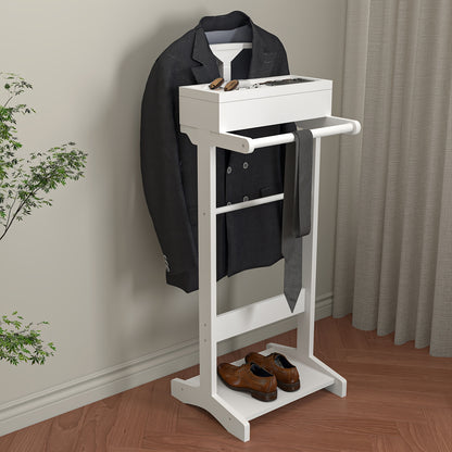 Kledingrek – Kledingstandaard – Jasrek – Garderoberek – Staande Kapstok – Wit Houten Design – Met Opbergruimte en Schoenenrek – Compact en Duurzaam