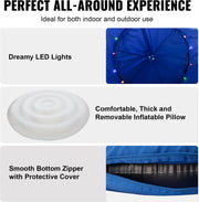 Kinderhangstoel - Duurzaam 600D Oxford Materiaal - 150 Kg Draagvermogen - Waterdicht En UV-Bestendig - Met Opblaasbaar Kussen En LED-Verlichting - Geschikt Voor Binnen En Buiten