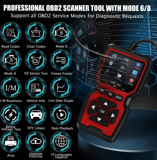 OBD Scanner - OBD2 - Auto Scanner - Auto uitlezen - Diagnose Apparatuur voor Auto's - Motorstoring - NL Taal - Storing Verwijderen - Zwart
