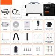 Auto Diesel Luchtverwarmer - Alles-In-ééN - 5-8 Kw - Met 30m Afstandsbediening En Lcd-Scherm - Snelle Verwarming, Geluidsarm, Draagbare Autoverwarmer Voor Auto'S, Campers, Vrachtwagens, Tractoren, Garages, Hutten, Buiten Kamperen - Wit