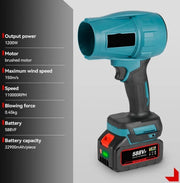 Elektrische Turbo Blower - Luchtblazer - Jet Fan - Power Blower - Industriële Turbo Ventilator - Professionele Luchtblazer - 1200W - 18V - 2 Accu's - 23Ah - Lichtgewicht - Snel Droog - Reiniging - Comfortabel Gebruik