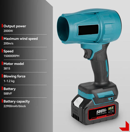 Mini Bladblazer - High Power Blower - Mini Blower - Blower - Bladblazer - 2000W - 720 km/h - 2 x Accu - Draadloos