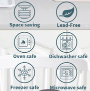 Dinnerware set Blue - Ceramic - 8 large plates - 8 small plates - 8 bowls - 8 cups - 32 pieces - Relief - Blue