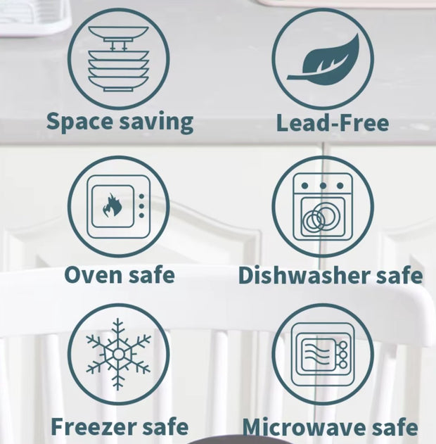 Dinnerware set Blue - Ceramic - 8 large plates - 8 small plates - 8 bowls - 8 cups - 32 pieces - Relief - Blue