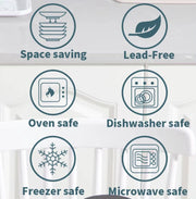 Dinnerware set green - Ceramic - 8 large plates - 8 small plates - 8 bowls - 8 cups - 32 pieces - Relief - Green