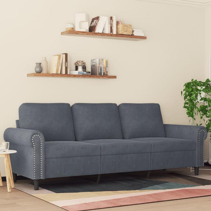 Bankstel – Slaapbank – 3-Zitsbank – Zithoek – 2 Stoelen – Donkergrijs Stof – Lichtgewicht Hardhouten Frame – Ruimtebesparend Design
