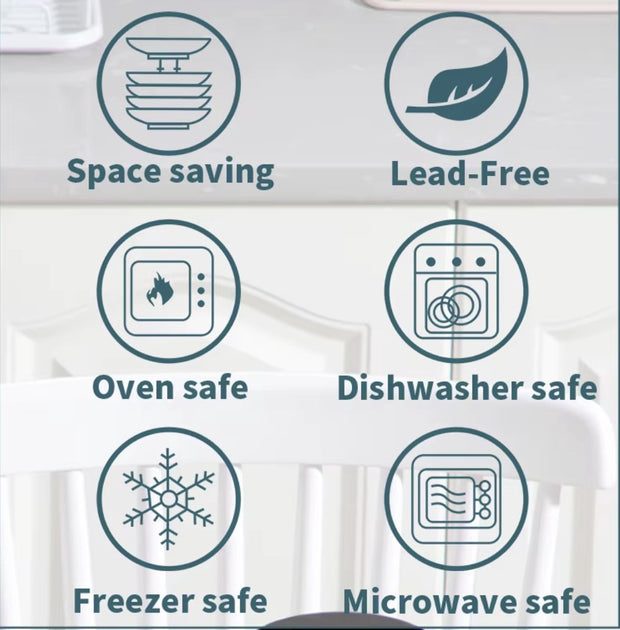 Dinnerware set green - Ceramic - 4 large plates - 4 small plates - 4 bowls - 4 cups - 16 pieces - Relief - Green