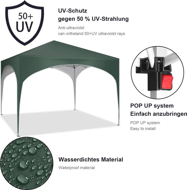 Waterdichte Partytent - 3x3m - Verstelbaar en Stevig voor Tuin - Camping en Evenementen