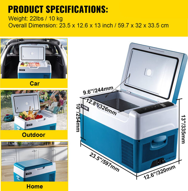 Car Fridge Compressor - 22L - Car Fridge Mini - 546x294x305cm - Mini Koelkast - APP of handmatige bediening, voor thuis, auto's, boten