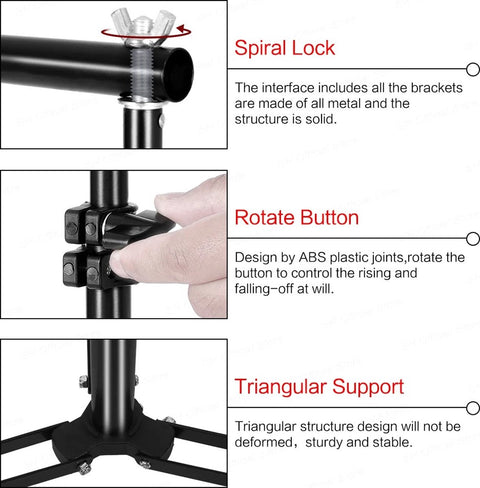 Fotostudio Softbox Verlichtingskit met Achtergrondframe - Achtergrondsysteem - Studio Fotografie - Inclusief 3 Achtergronden, Statief, Reflectorbord en 4 Paraplu's - Complete Set
