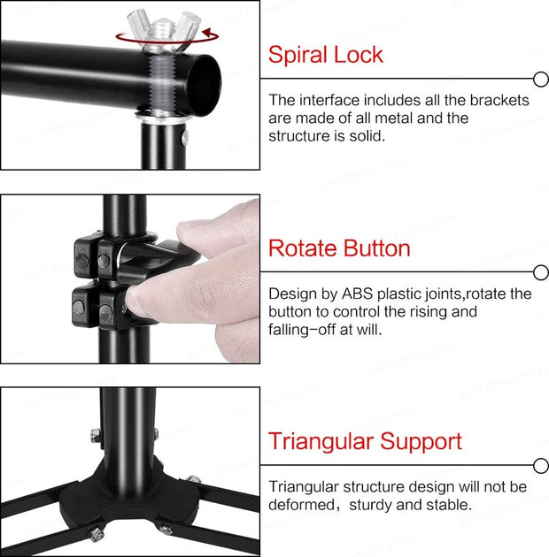 Fotostudio Softbox Verlichtingskit met Achtergrondframe - Achtergrondsysteem - Studio Fotografie - Inclusief 3 Achtergronden, Statief, Reflectorbord en 4 Paraplu's - Complete Set