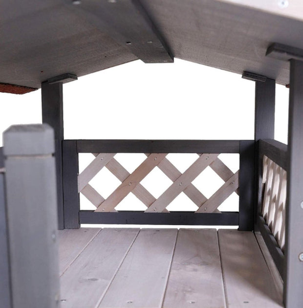 Kattenren - Kattenhuis - Kattenverblijf buiten - Grijs - Kattenhuis voor buiten - Kattenhuisje buiten - Kattenhok buiten