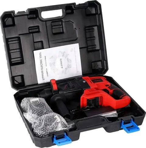 Boorhamer - Rood - Met Accu - Met Koffer - SloopHamer - Sloop - Jack Hamer - Drilboor - Zware Beton Breker - Krachtige - Elektrische Breekhamer - Boorhamer - Professionele