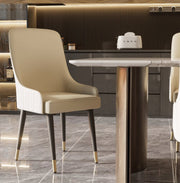 Dining Room Chairs - Dining Table Chairs - PU Leather - 2 Pieces - Golden Lion Pull Ring - Cream White