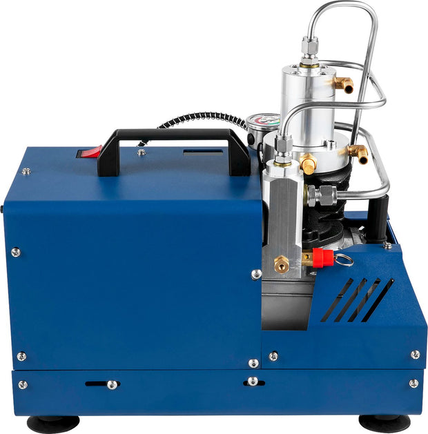 Elektrische Luchtcompressorpomp - Handmatige Stop Luchtcompressor - met Waterkoeling Warmteafvoer - LED -Temperatuurweergave - voor Duikfles - Paintballtank - 1800W - Hogedrukluchtpomp - 4500 PSI - Blauw