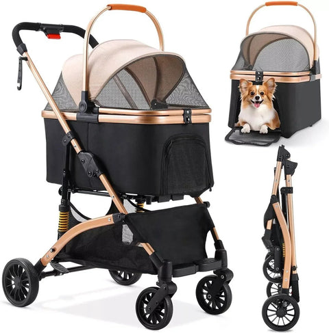 Hondenbuggy 2 In 1 - Hondenbuggy Inklapbare - Honden Buggy - Hondenbuggy's - Rubberen Wielen