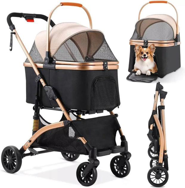 Hondenbuggy 2 In 1 - Hondenbuggy Inklapbare - Honden Buggy - Hondenbuggy's - Rubberen Wielen