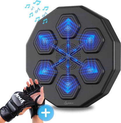 Boxing machine with music &amp; Bluetooth Including children's gloves - Punching bag - Boxing machine - Wall mounting - Black