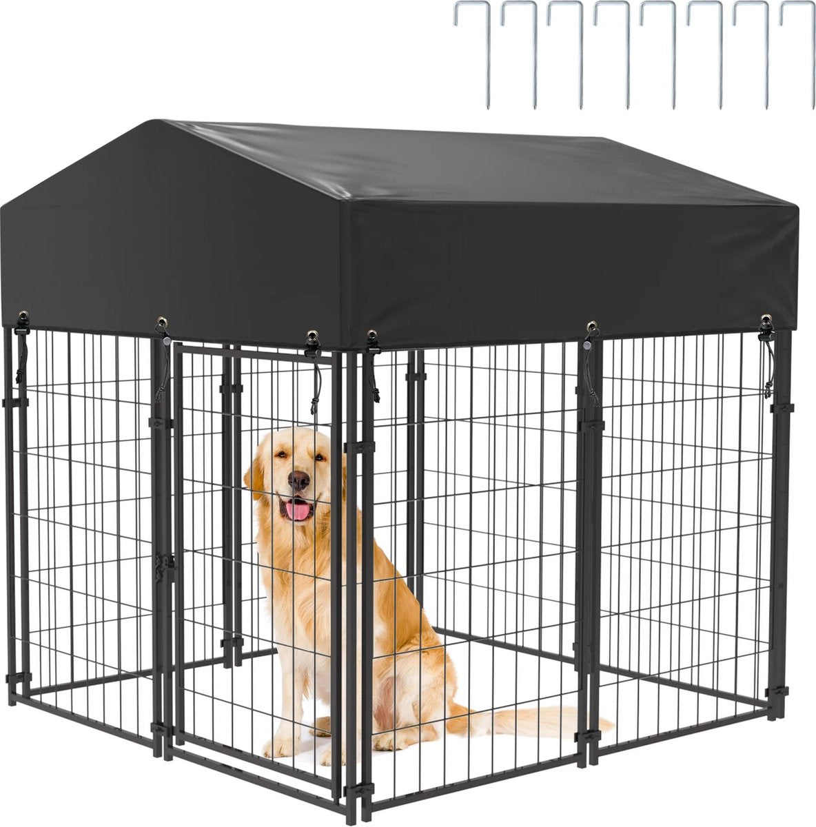 Hondenren - Honden kennel - Hondenkennel voor buiten - Hondenkennel buiten met dak - 120 x 127 x 126 cm