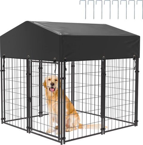 Dog run - Dog kennel - Outdoor dog kennel - Outdoor dog kennel with roof - 120 x 127 x 126 cm