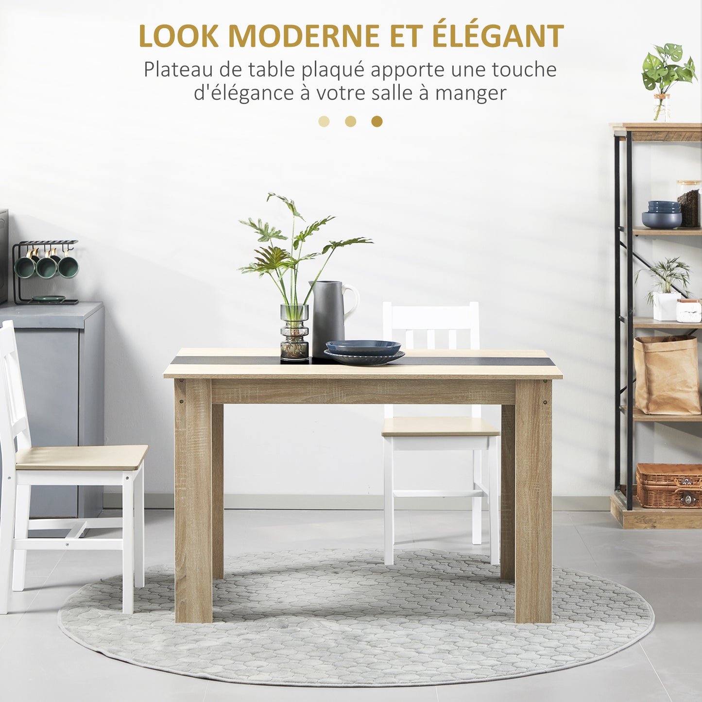 Eettafel – Tafel – Dinertafel – Keukentafel – Ruimtebesparende Tafel – Modern Design – Groot 120x69x75 cm – Zwart & Natuurlijk