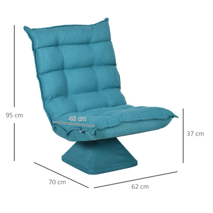 Relaxfauteuil – Relaxstoel – Leesstoel – Draaifauteuil – Fauteuil – Fluwelen Bekleding – 360 Graden Draaibaar – Compact Formaat – Blauw
