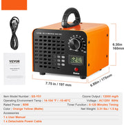 Ozongenerator - 12000 mg/u - 80W - Luchtreiniger - 300㎡ -  Ozonapparaat Gebouwrenovatie - 0-120 Minuten Timer - Deodorant Ozongenerator - Vochtigheidsweergave - Lntelligente Bewaking Van Het Binnenklimaat