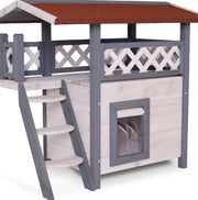 Kattenren - Kattenhuis - Kattenverblijf buiten - Grijs - Kattenhuis voor buiten - Kattenhuisje buiten - Kattenhok buiten