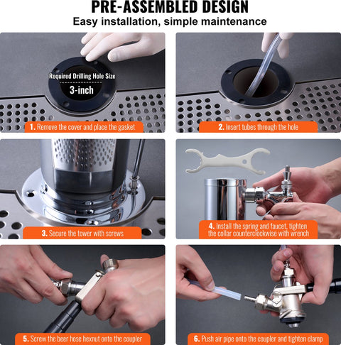 Biertoren met Twee Tapkranen - Dual Gauge Regelaar - S-Systeem Cilinderkoppeling - Inclusief Bierlekbak - Voor Bruiloften - Feesten en Bars