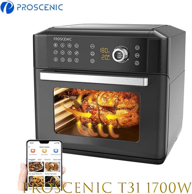 AirFryer XXL - Air Fryer - Heteluchtfriteuse - App control - Oven - Rotisserie - Dehydrator - Touch Screen - Turbo functie - 12 in 1 - 1700 watt - Zwart