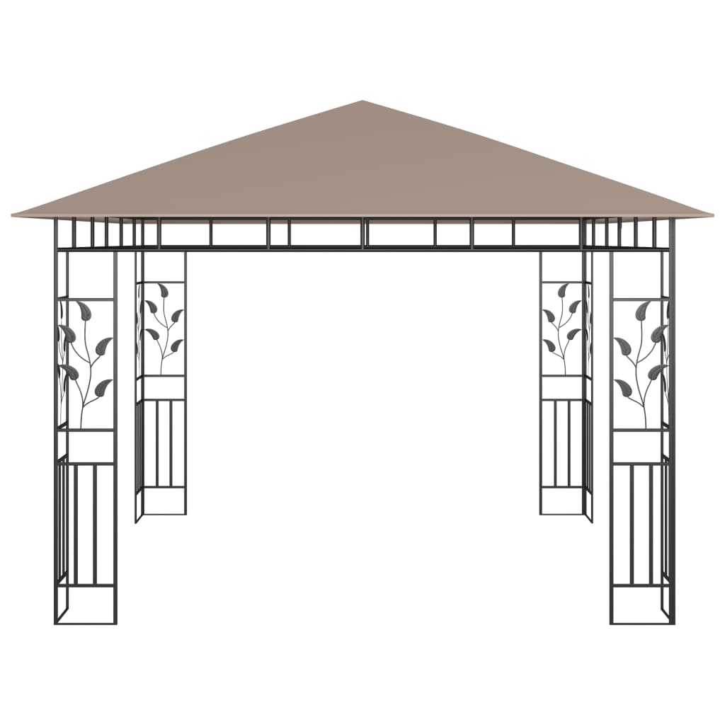 Tuinpaviljoen – Tuinkamer – Pergola – Prieel – Overkapping – Stevig Metalen Frame – Muskietennet Inclusief – 3x3x2,73 Meter – Taupe Kleur